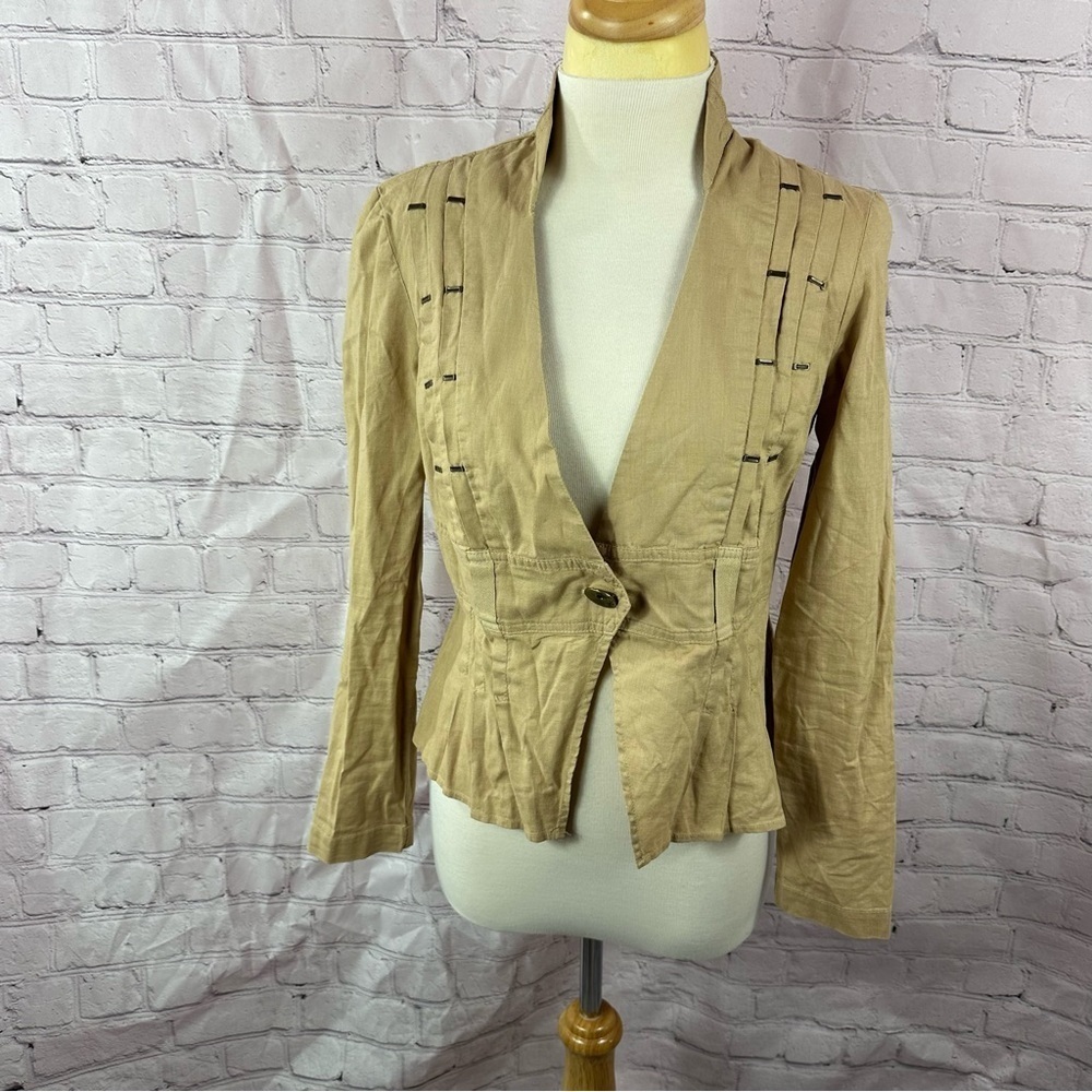 XCVI wearables Women's Tan Jacket blazer sz S linen cotton blend